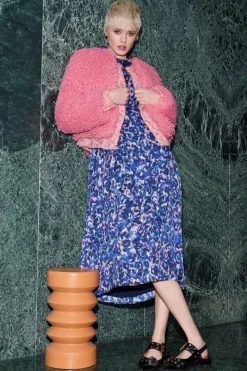 Blaues Midikleid Mit Leo-Print<Rich & Royal Discount