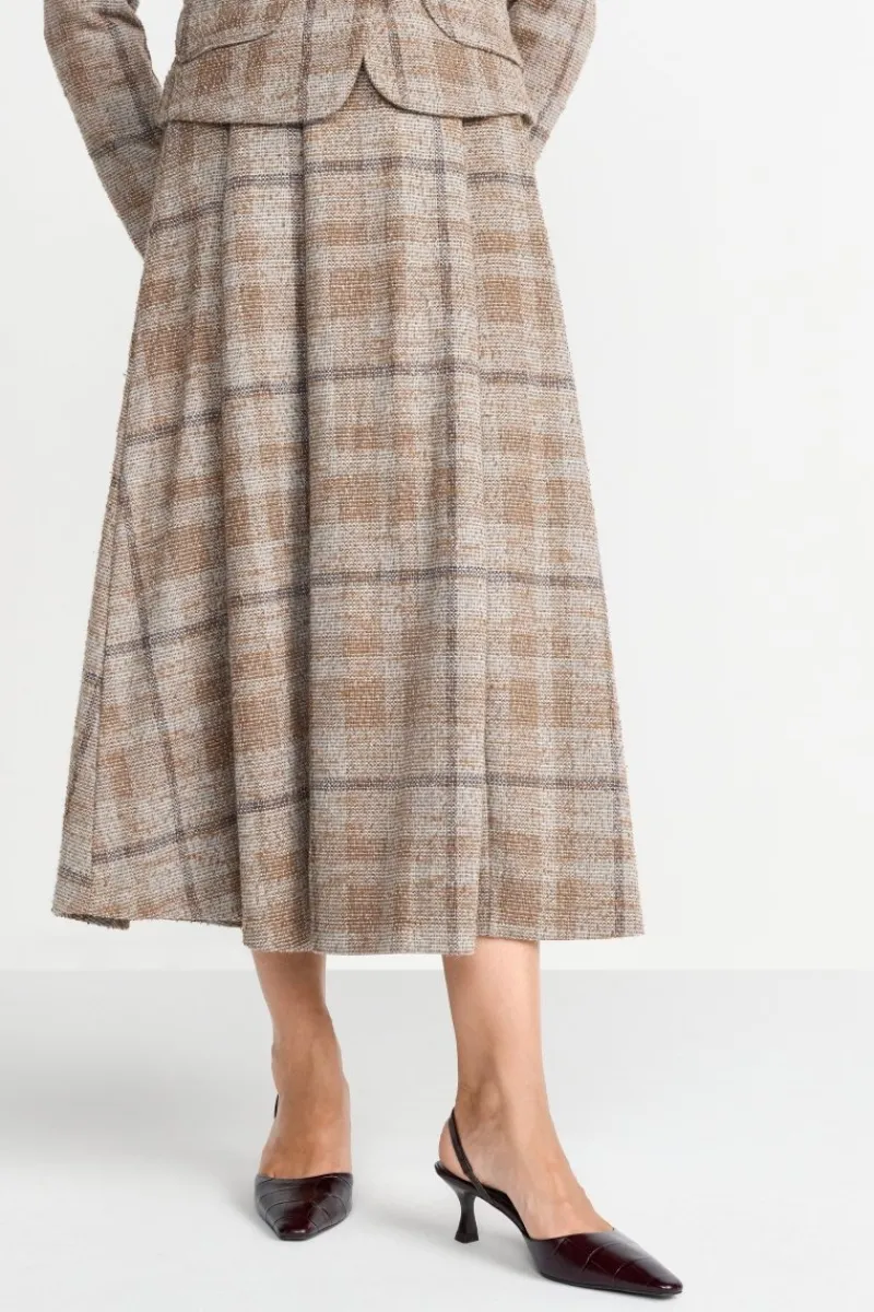 Karierter High-Waist-Midirock<Rich & Royal Clearance