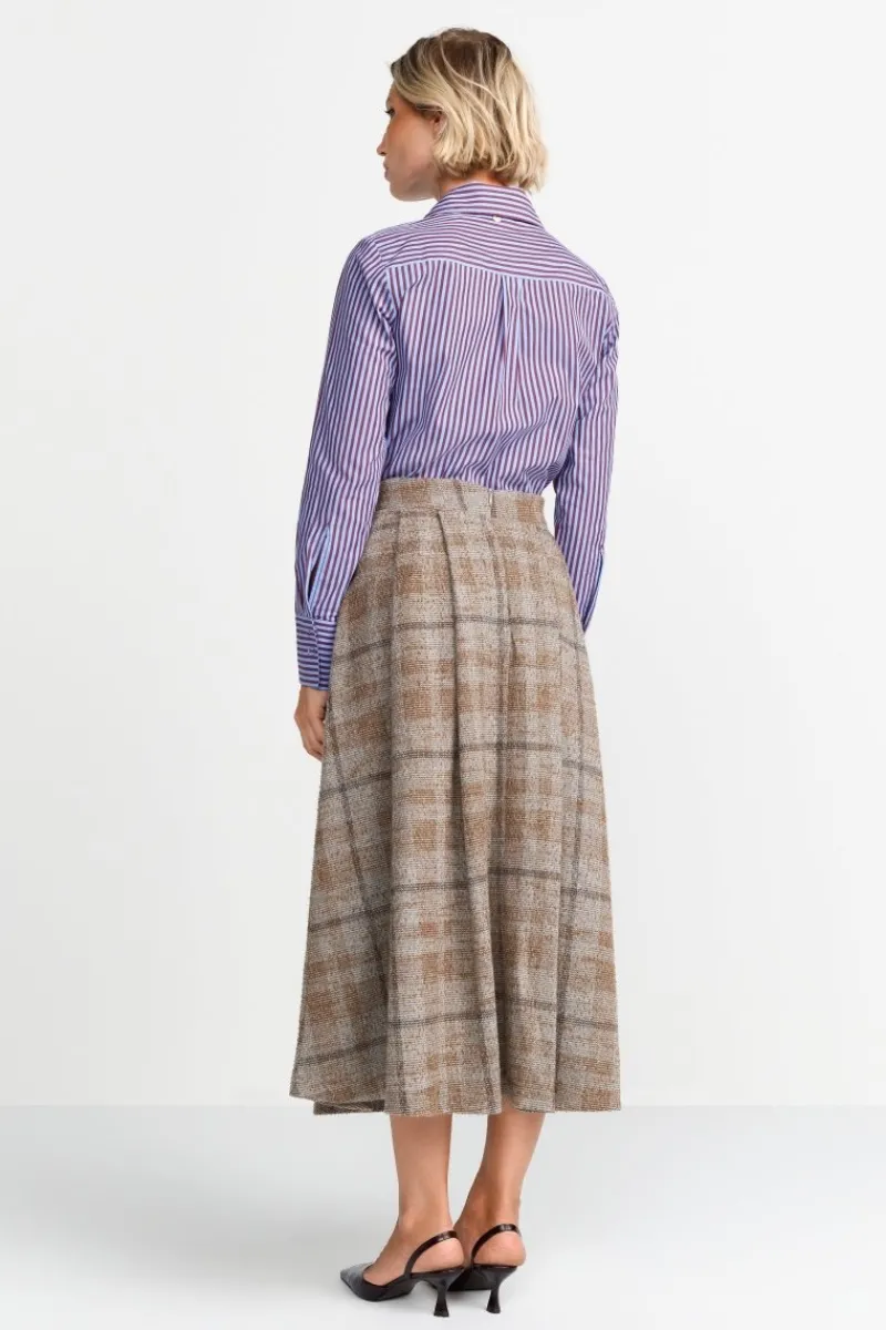 Karierter High-Waist-Midirock<Rich & Royal Clearance