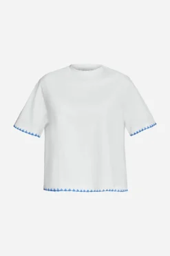Weißes T-Shirt Mit Blauen Stickereien<Rich & Royal Hot