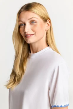 Weißes T-Shirt Mit Blauen Stickereien<Rich & Royal Hot