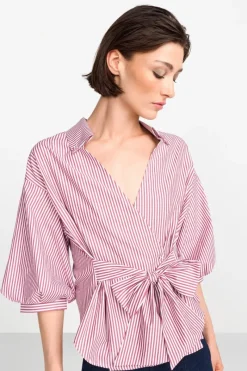 Wickelbluse Mit V-Neck Und Streifen<Rich & Royal Discount